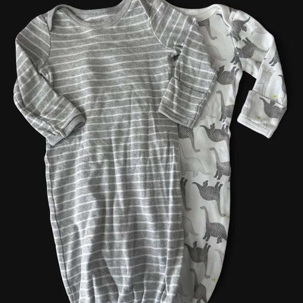 Carter-s Grey and White Sleepsuits